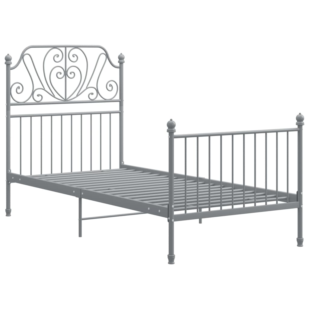 vidaXL Bed Frame | Grey | Powder-coated metal | Single | Durable | Bed Frame