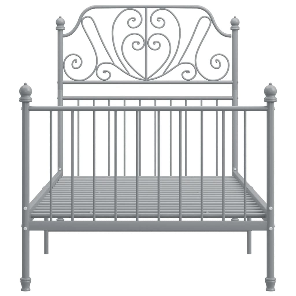 vidaXL Bed Frame | Grey | Powder-coated metal | Single | Durable | Bed Frame