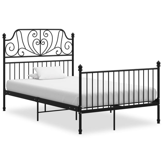 vidaXL Bed Frame | Black | Powder-Coated Metal | 120x200 cm Mattress Size