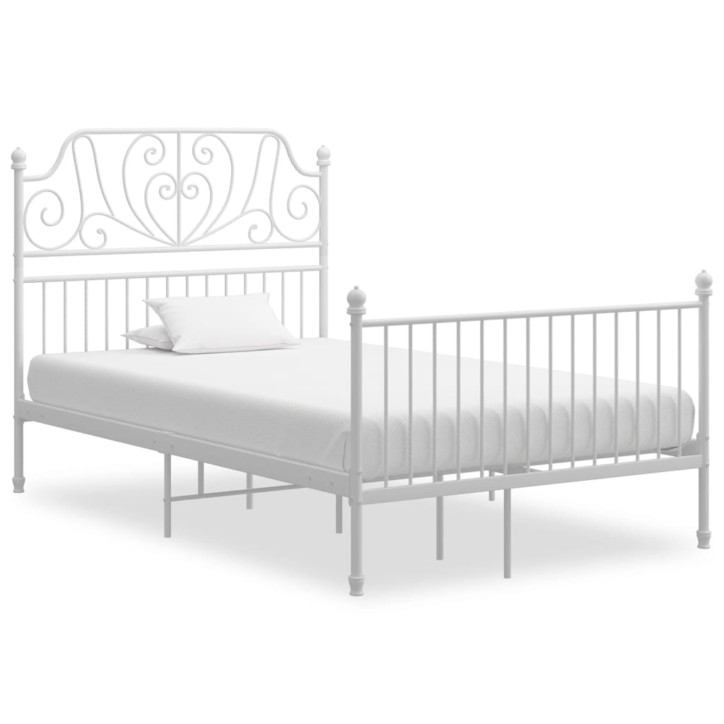 vidaXL Bed Frame without Mattress White Metal 120x200 cm