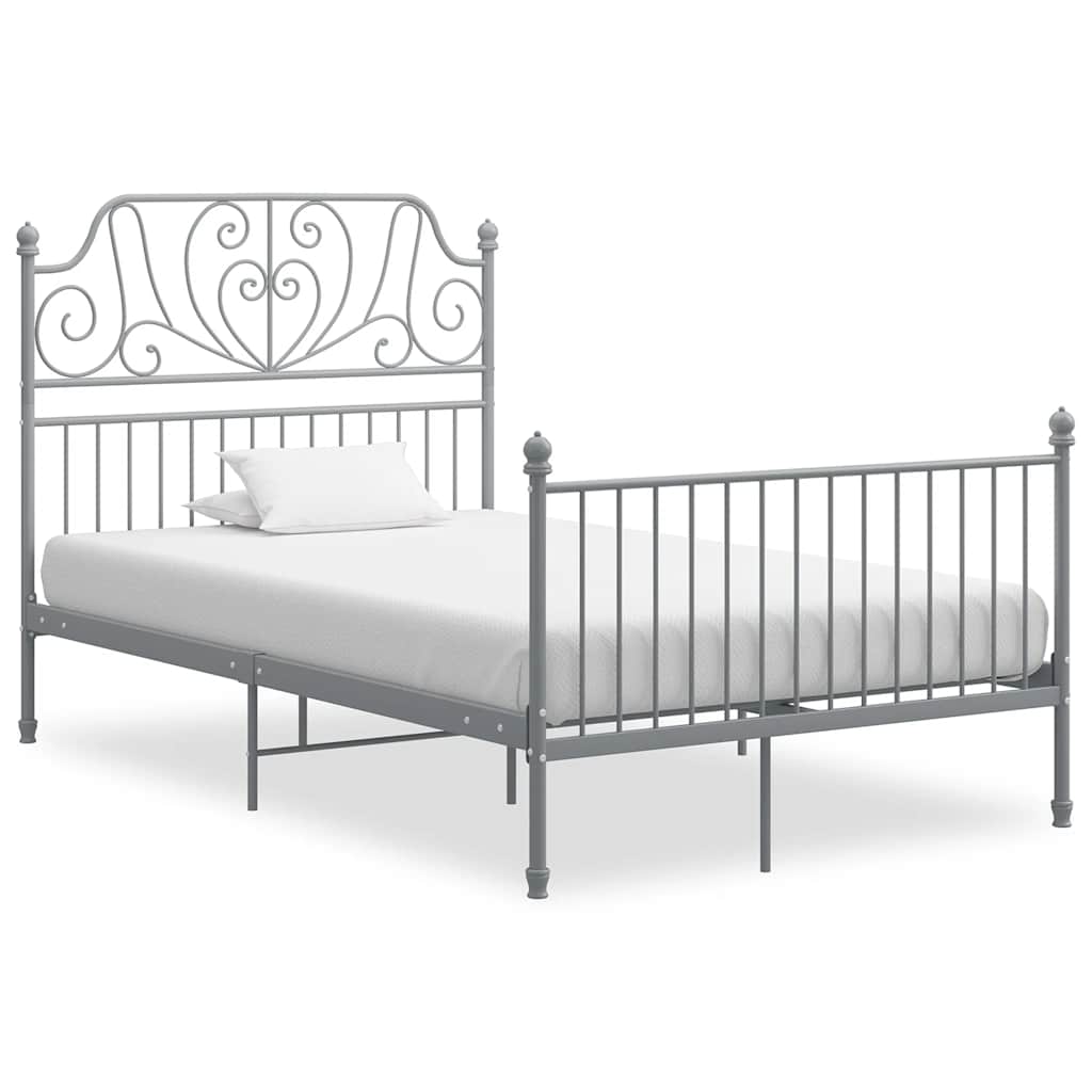 vidaXL Grey Bed Frame | Powder-coated metal | Double | Durable | Bed Frame