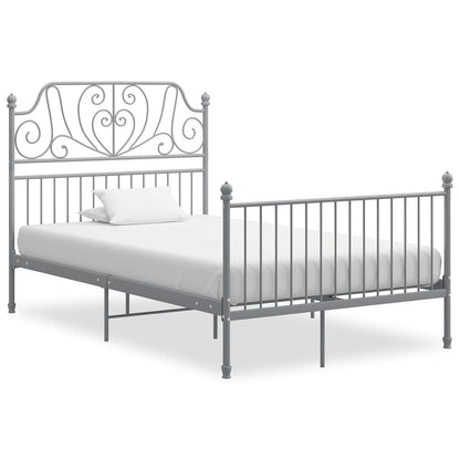 vidaXL Grey Bed Frame | Powder-coated metal | Double | Durable | Bed Frame