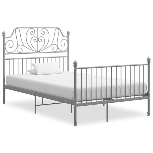 vidaXL Grey Bed Frame | Powder-coated metal | Double | Durable | Bed Frame