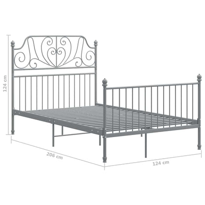 vidaXL Grey Bed Frame | Powder-coated metal | Double | Durable | Bed Frame