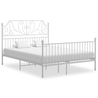 vidaXL Bed Frame | White | Powder-coated metal | Double | Durable | Bed Frame