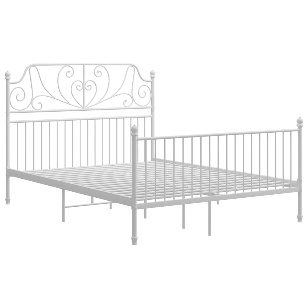 vidaXL Bed Frame | White | Powder-coated metal | Double | Durable | Bed Frame