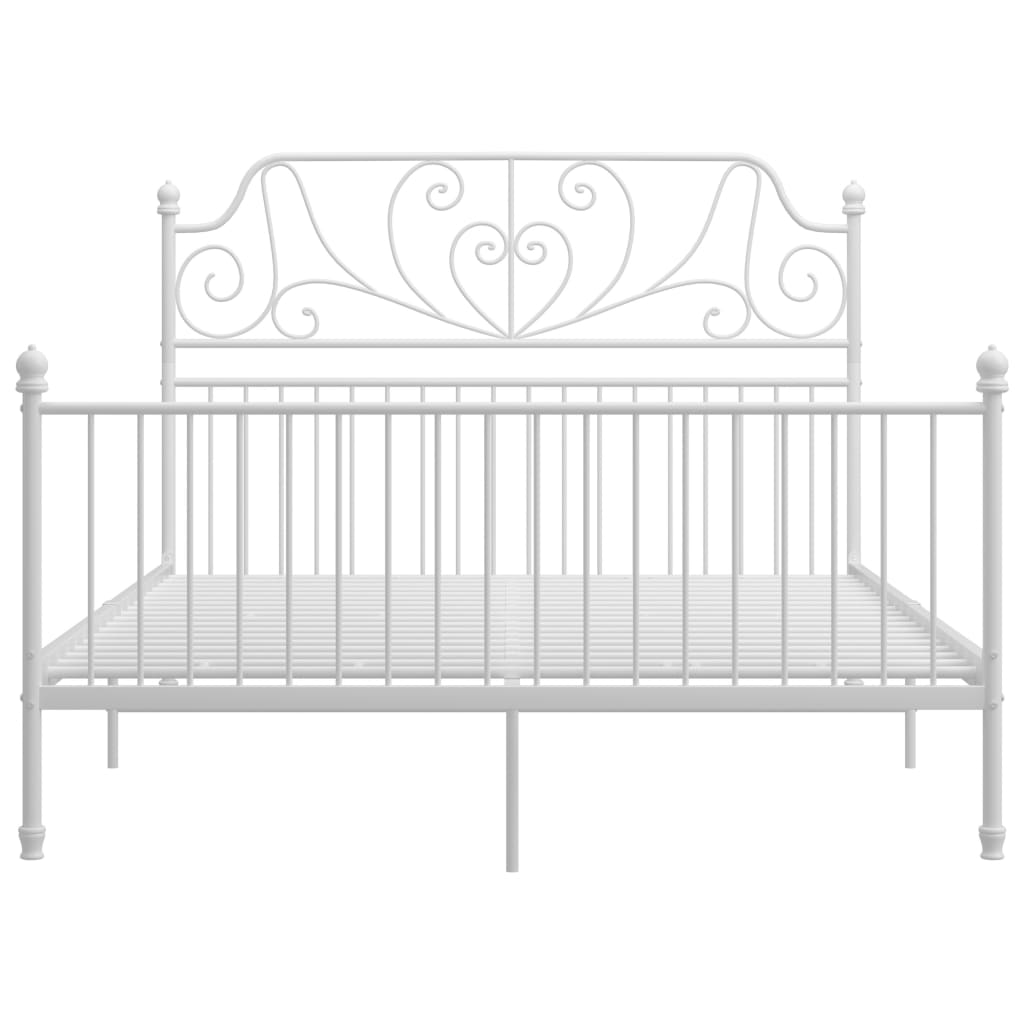 vidaXL Bed Frame | White | Powder-coated metal | Double | Durable | Bed Frame