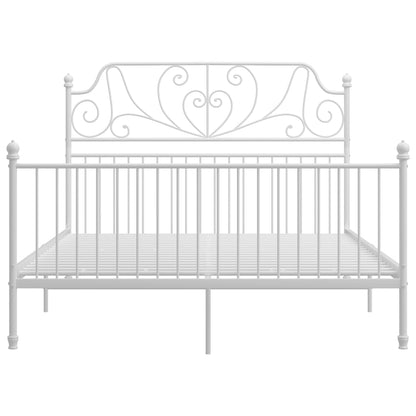 vidaXL Bed Frame | White | Powder-coated metal | Double | Durable | Bed Frame