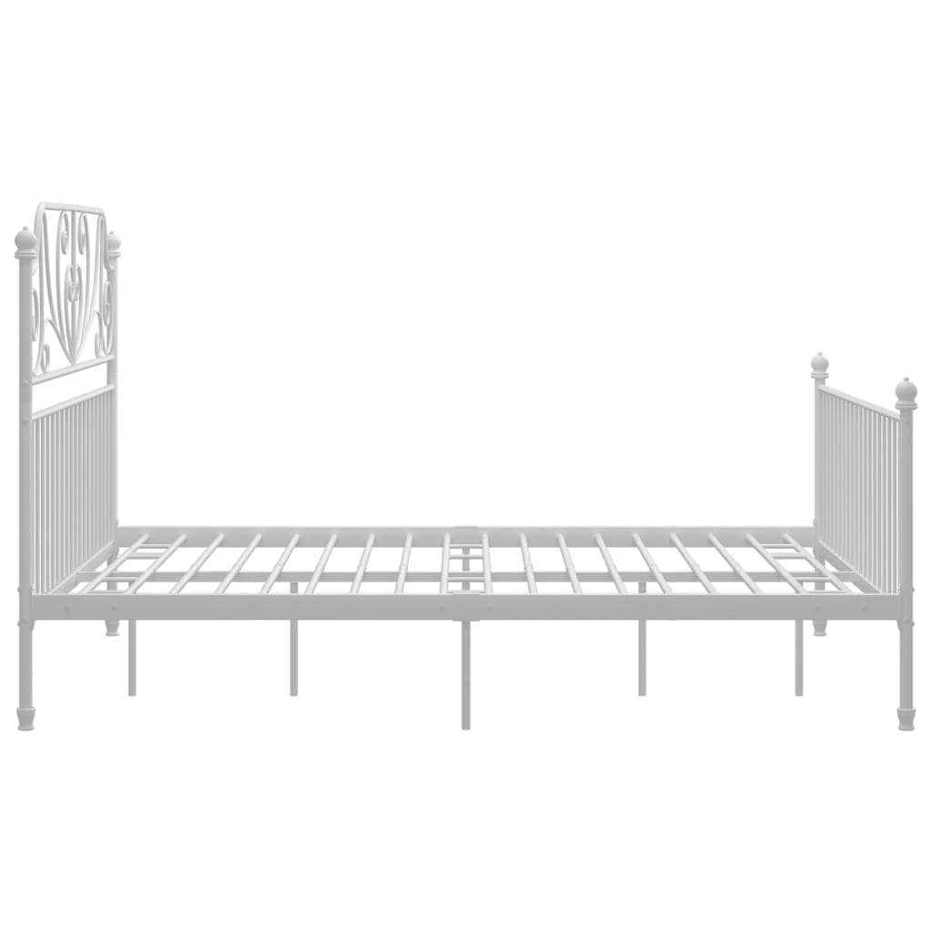 vidaXL Bed Frame | White | Powder-coated metal | Double | Durable | Bed Frame