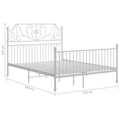 vidaXL Bed Frame | White | Powder-coated metal | Double | Durable | Bed Frame