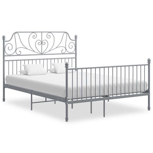 vidaXL Bed Frame | Grey | Powder-coated metal | Double | Durable | Bed Frame