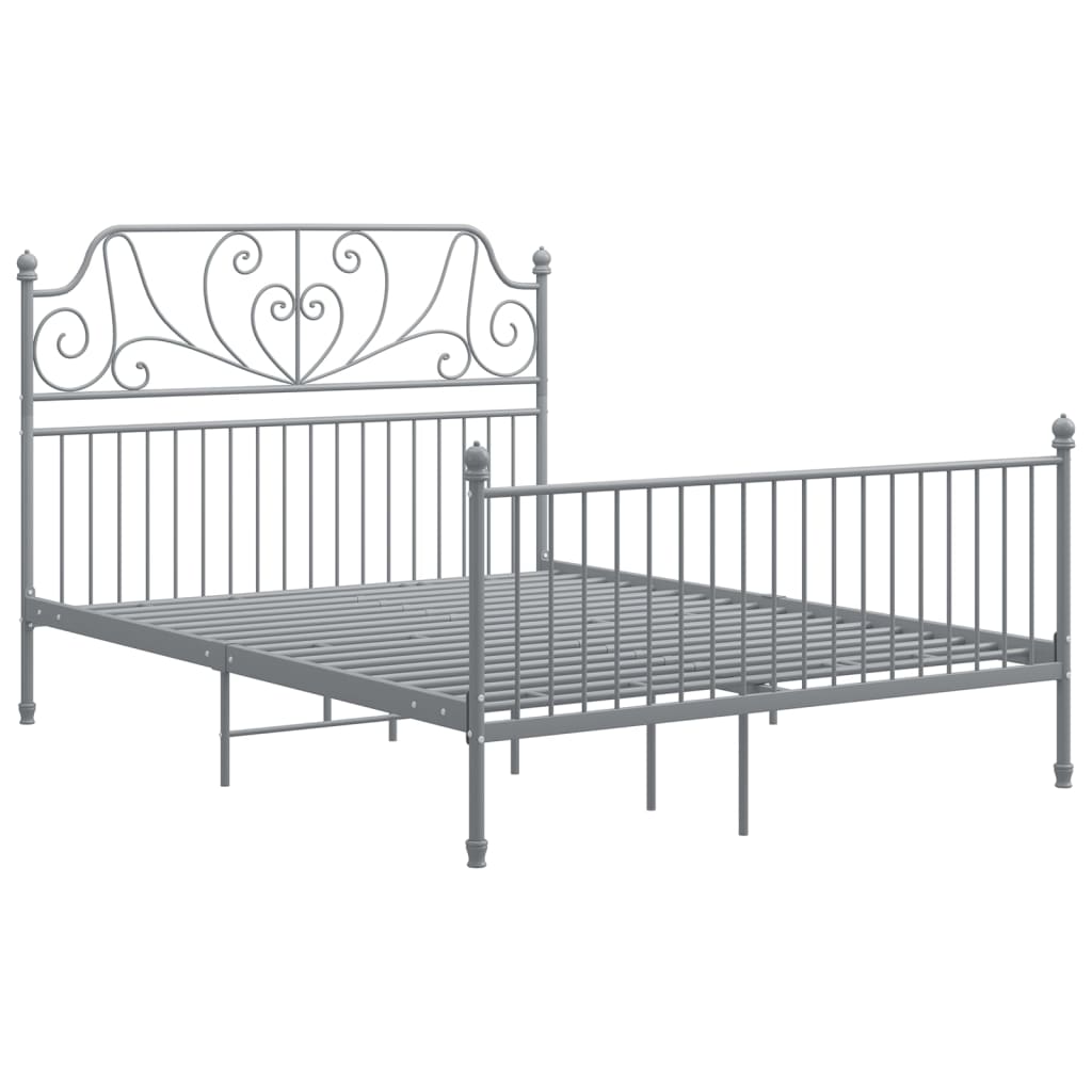 vidaXL Bed Frame | Grey | Powder-coated metal | Double | Durable | Bed Frame