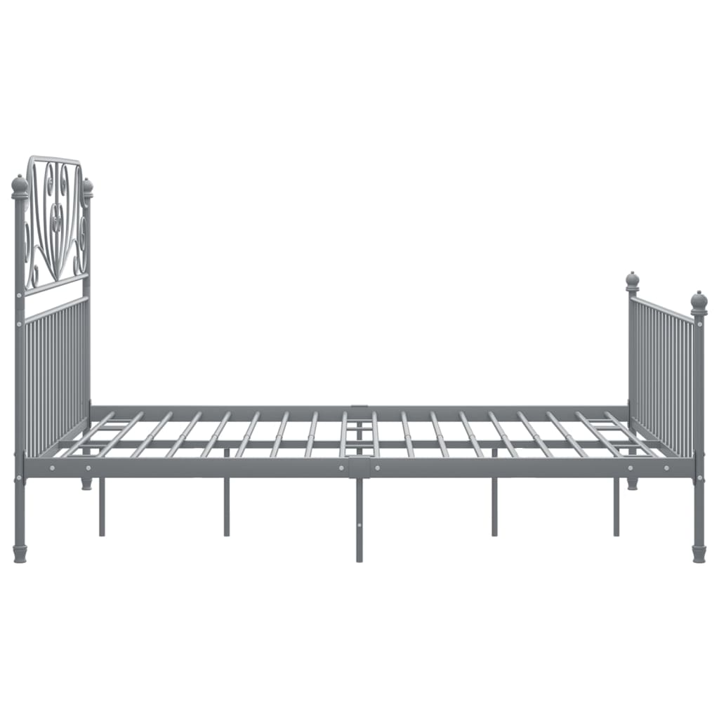 vidaXL Bed Frame | Grey | Powder-coated metal | Double | Durable | Bed Frame