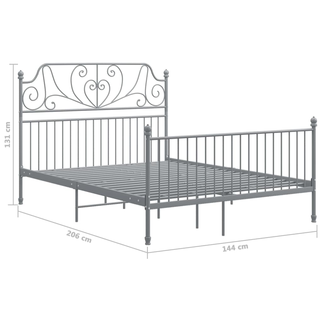vidaXL Bed Frame | Grey | Powder-coated metal | Double | Durable | Bed Frame