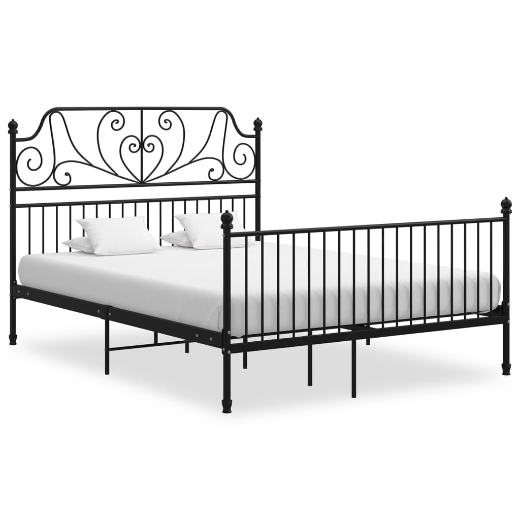 vidaXL Bed Frame | Black | Powder-coated metal | Double |  Durable  | Bed Frame