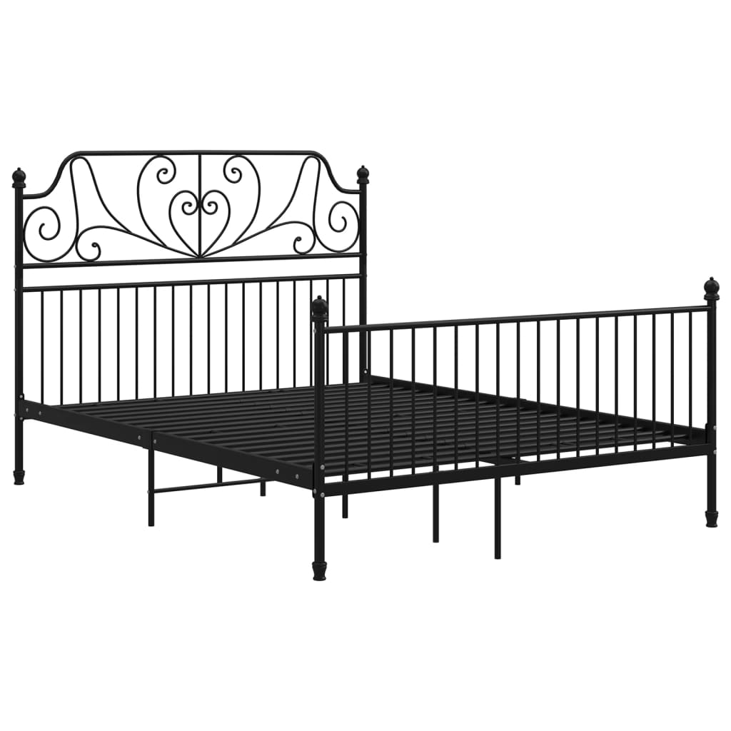 vidaXL Bed Frame | Black | Powder-coated metal | Double |  Durable  | Bed Frame