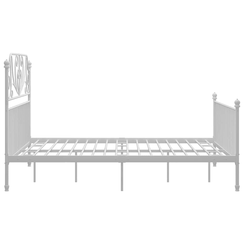 vidaXL Bed Frame | White | Powder-Coated Metal | Double | Durable | Bed Frame