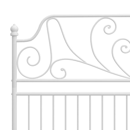 vidaXL Bed Frame | White | Powder-Coated Metal | Double | Durable | Bed Frame