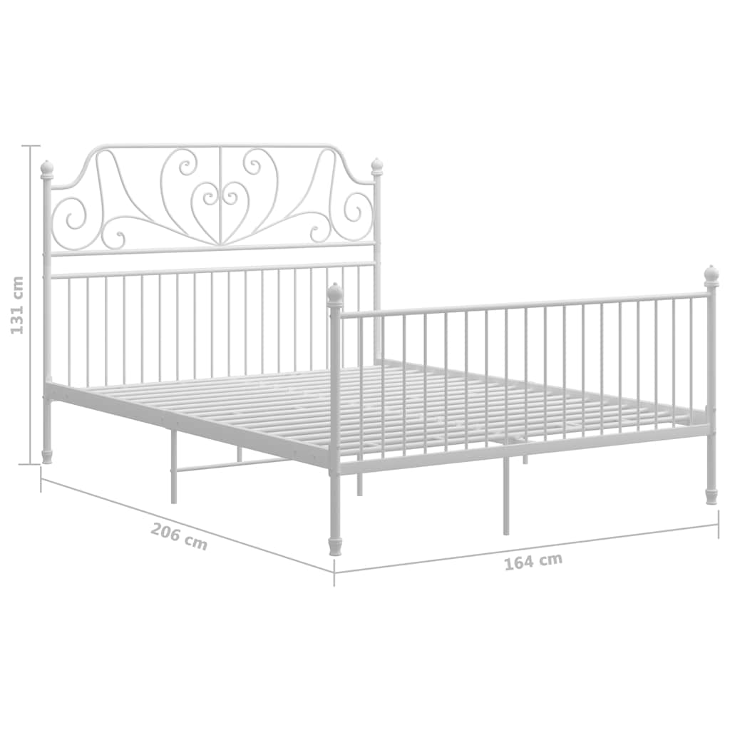 vidaXL Bed Frame | White | Powder-Coated Metal | Double | Durable | Bed Frame