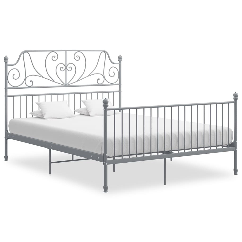 vidaXL Bed Frame | Grey | Powder-coated metal | Double | Durable | Bed Frame