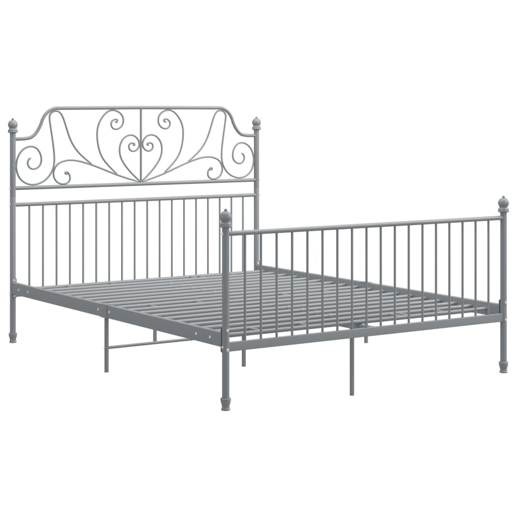 vidaXL Bed Frame | Grey | Powder-coated metal | Double | Durable | Bed Frame
