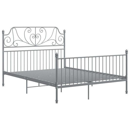 vidaXL Bed Frame | Grey | Powder-coated metal | Double | Durable | Bed Frame