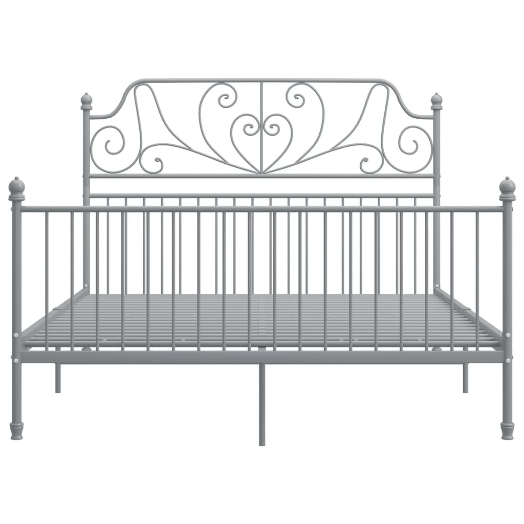 vidaXL Bed Frame | Grey | Powder-coated metal | Double | Durable | Bed Frame