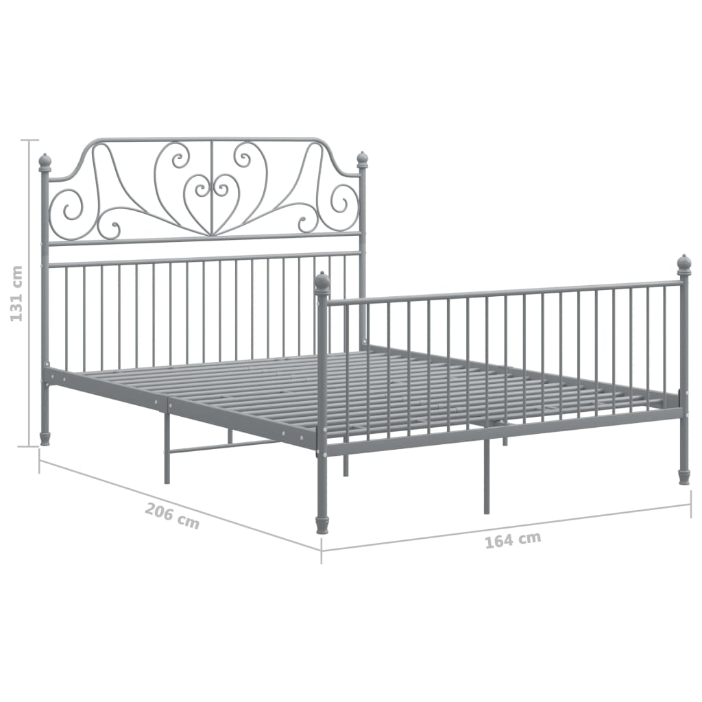 vidaXL Bed Frame | Grey | Powder-coated metal | Double | Durable | Bed Frame