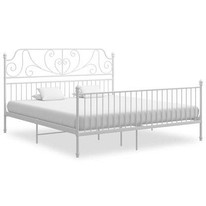 vidaXL Bed Frame | White | Powder-coated metal | Super King | Bed Frame