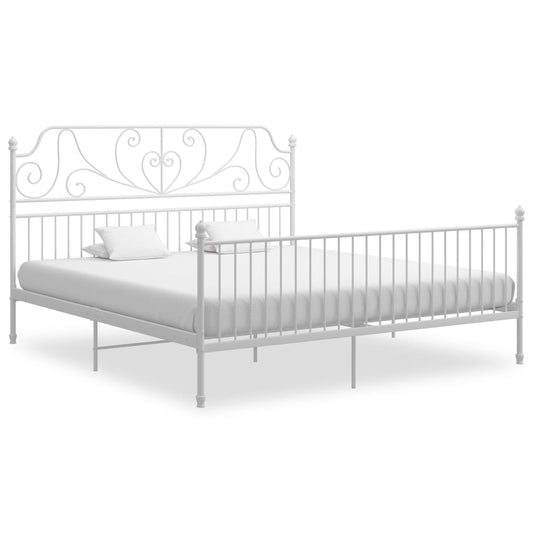 vidaXL Bed Frame | White | Powder-coated metal | Double | Durable | Bed Frame