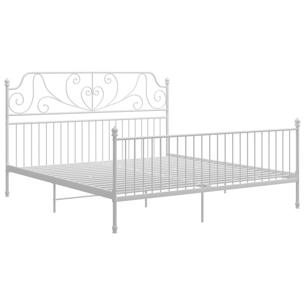 vidaXL Bed Frame without Mattress White Metal 200x200 cm