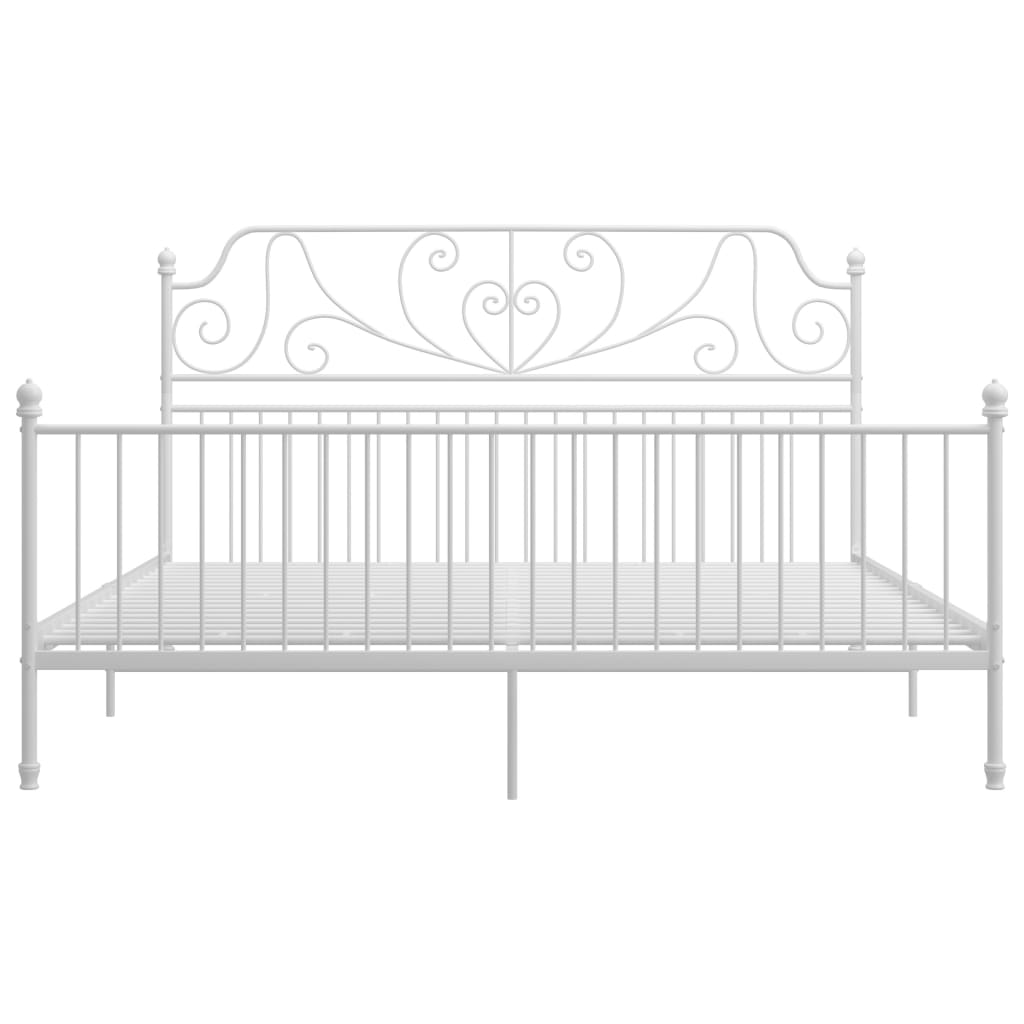 vidaXL Bed Frame | White | Powder-coated metal | Double | Durable | Bed Frame