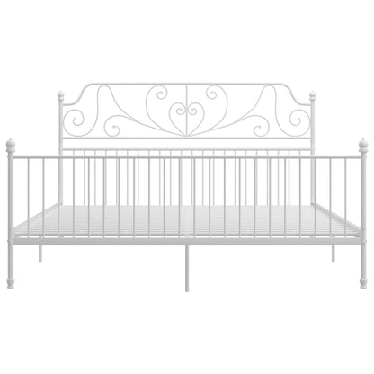 vidaXL Bed Frame | White | Powder-coated metal | Double | Durable | Bed Frame