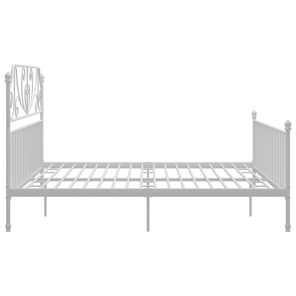 vidaXL Bed Frame | White | Powder-coated metal | Double | Durable | Bed Frame