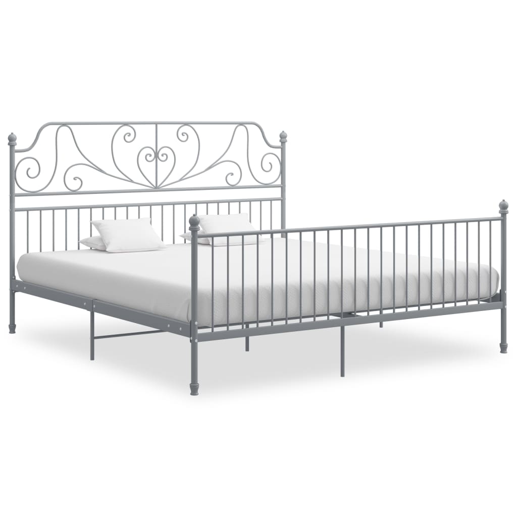 vidaXL Bed Frame without Mattress Grey Metal 200x200 cm