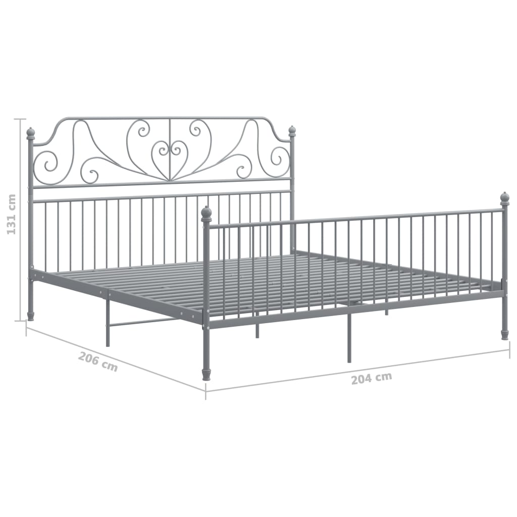 vidaXL Bed Frame without Mattress Grey Metal 200x200 cm