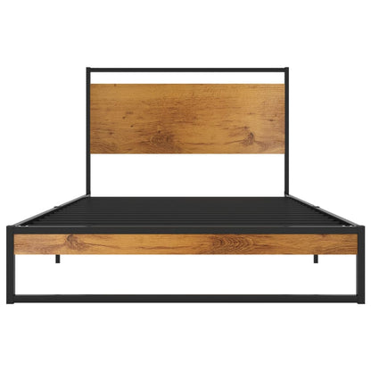 vidaXL Bed Frame | Black | Powder-coated metal, Melamine coated MDF | Single