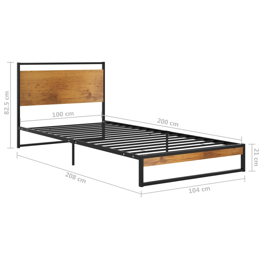 vidaXL Bed Frame without Mattress Metal 100x200 cm