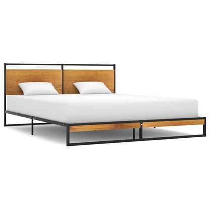 vidaXL Bed Frame | Black | Powder-coated metal, MDF | 140x200 | Modern
