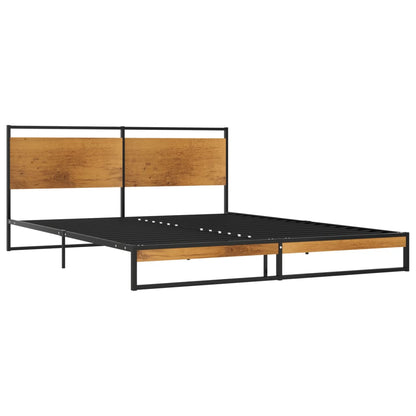 vidaXL Bed Frame | Black | Powder-coated metal, melamine coated MDF | 160x200 cm