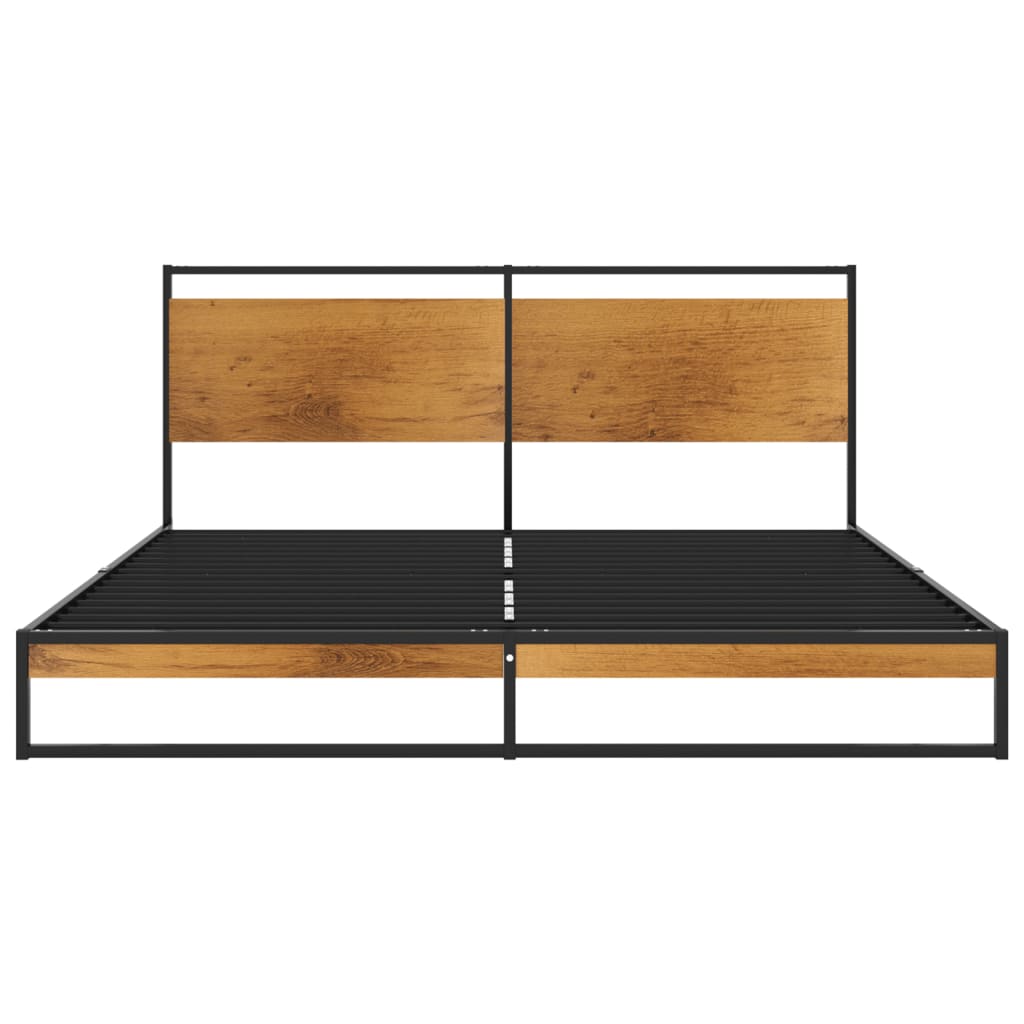 vidaXL Bed Frame | Black | Powder-coated metal, melamine coated MDF | 160x200 cm