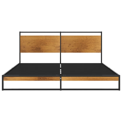 vidaXL Bed Frame | Black | Powder-coated metal, melamine coated MDF | 160x200 cm