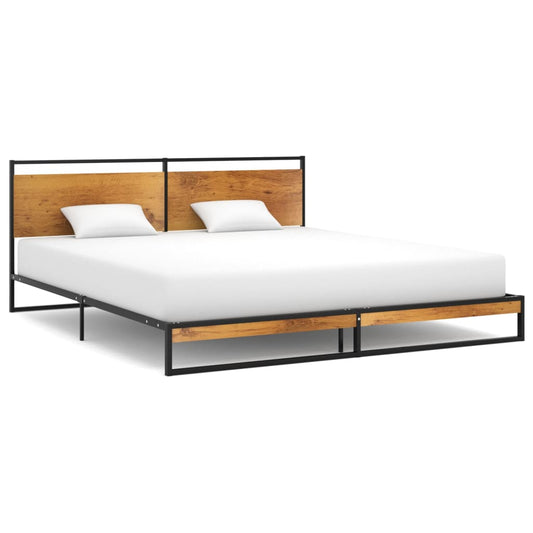 vidaXL Bed Frame | Black | Powder-coated metal, Melamine coated MDF | Super King