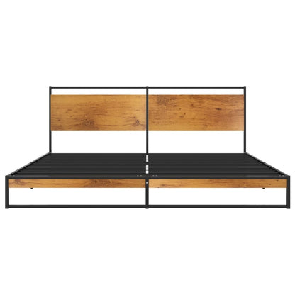 vidaXL Bed Frame | Black | Powder-coated metal, Melamine coated MDF | Super King