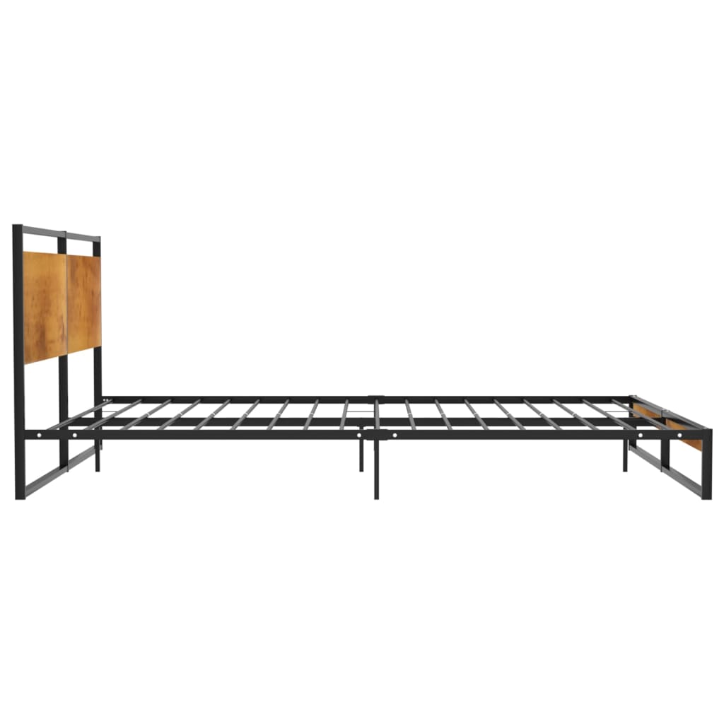 vidaXL Bed Frame | Black | Powder-coated metal, Melamine coated MDF | Super King