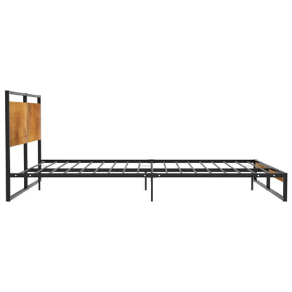 vidaXL Bed Frame | Black | Powder-coated metal, Melamine coated MDF | Super King