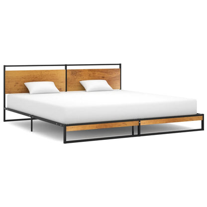 vidaXL Bed Frame | Black | Powder-coated metal, melamine coated MDF