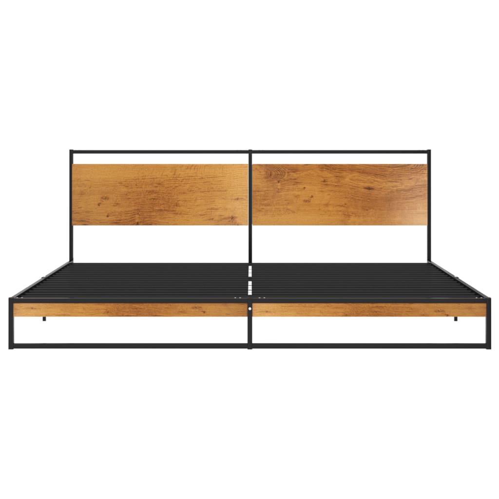 vidaXL Bed Frame | Black | Powder-coated metal, melamine coated MDF