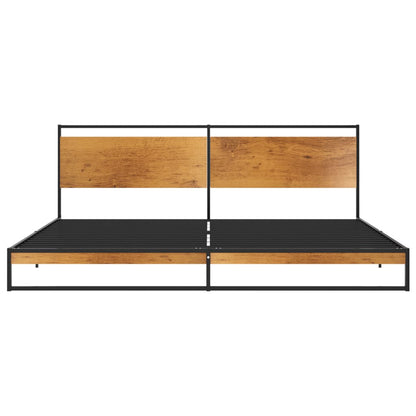 vidaXL Bed Frame | Black | Powder-coated metal, melamine coated MDF