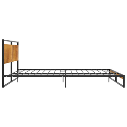 vidaXL Bed Frame | Black | Powder-coated metal, melamine coated MDF